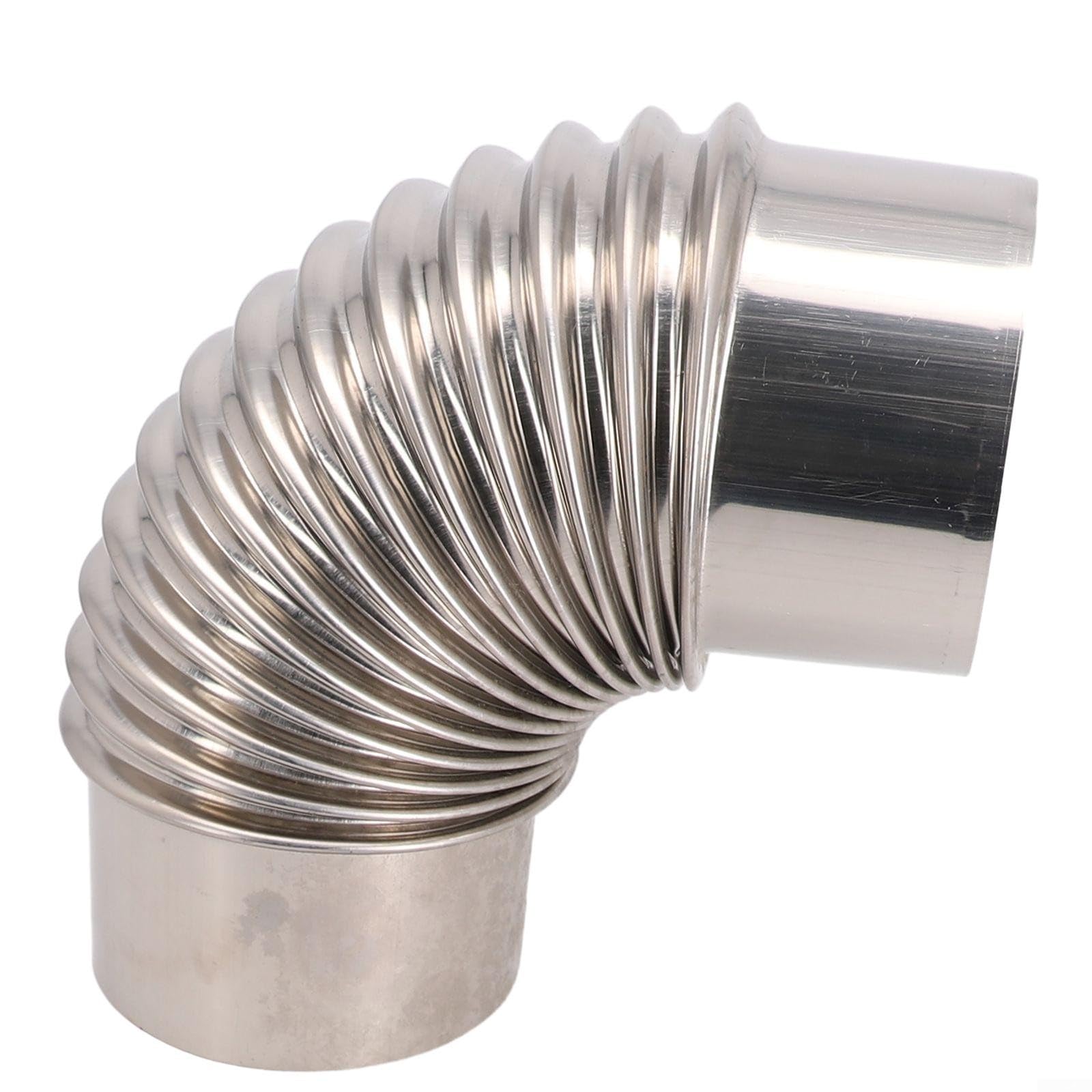 Stainless Steel Elbow Chimney 90 Degree Flexible Flue Exhaust Stove Pipe Wood Burning Stove Pipe Connector for Camping Tent Stove(90mm)
