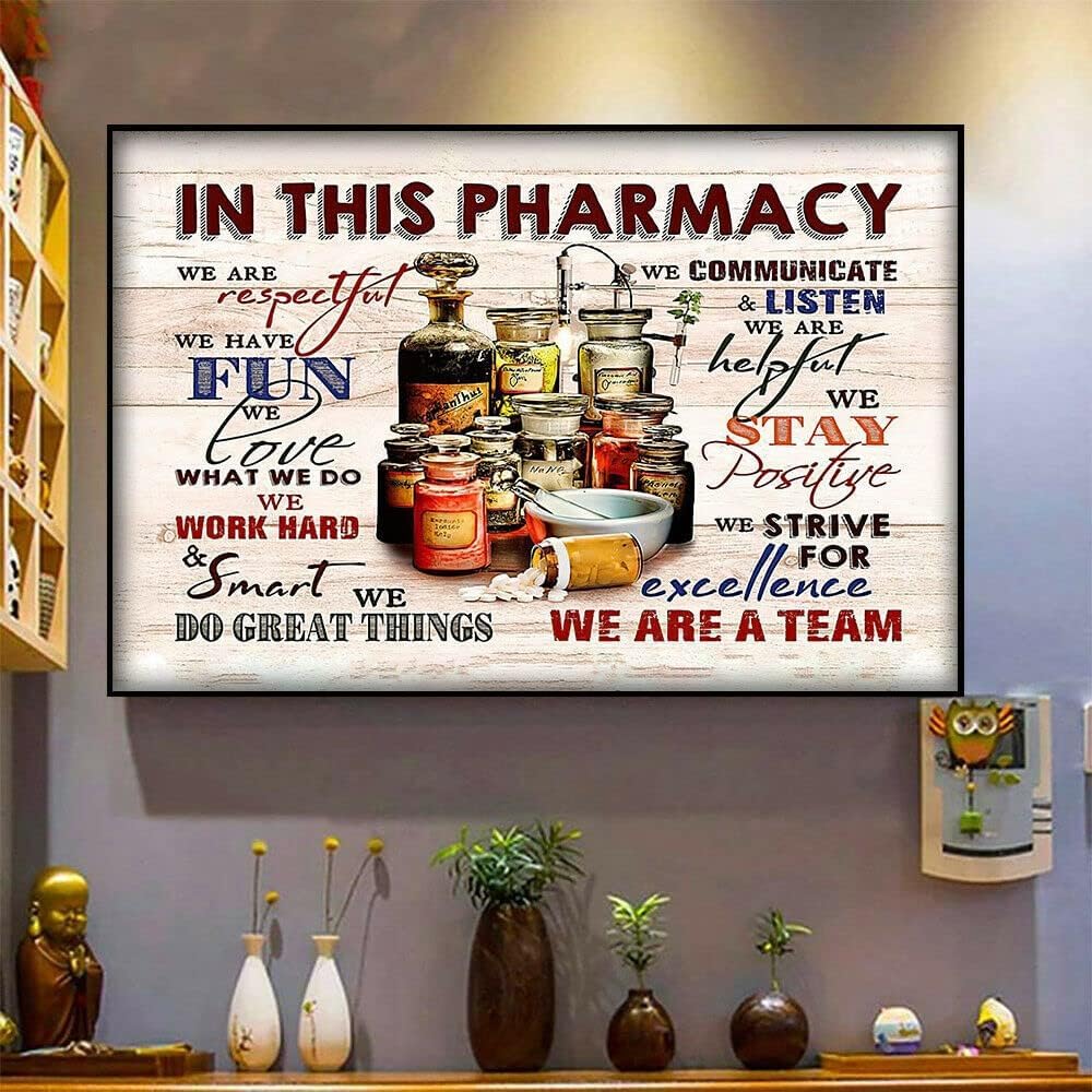 Kwqdozf F7 8X12 Inch Metal Art Wall Decor Vintage Metal Tin Sign In This Pharmacy We A