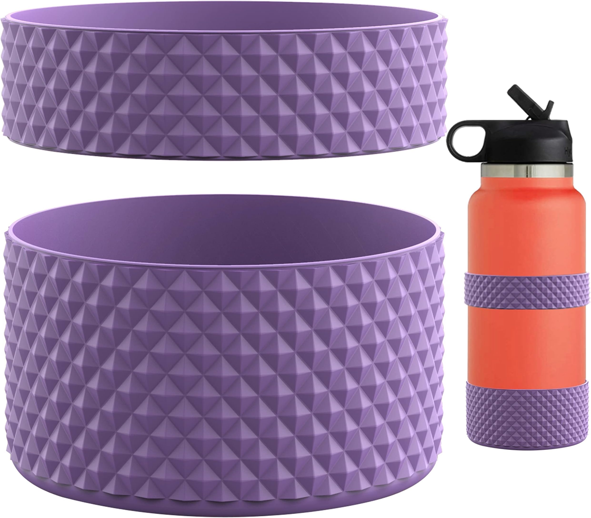 Water Bottle Boot, Double Protective Diamond Texture Silicone Boot Protector Compatible with 12oz-24oz Hydro Sport Flask Anti-Slip Flex Boot Bottom Sleeve Cover