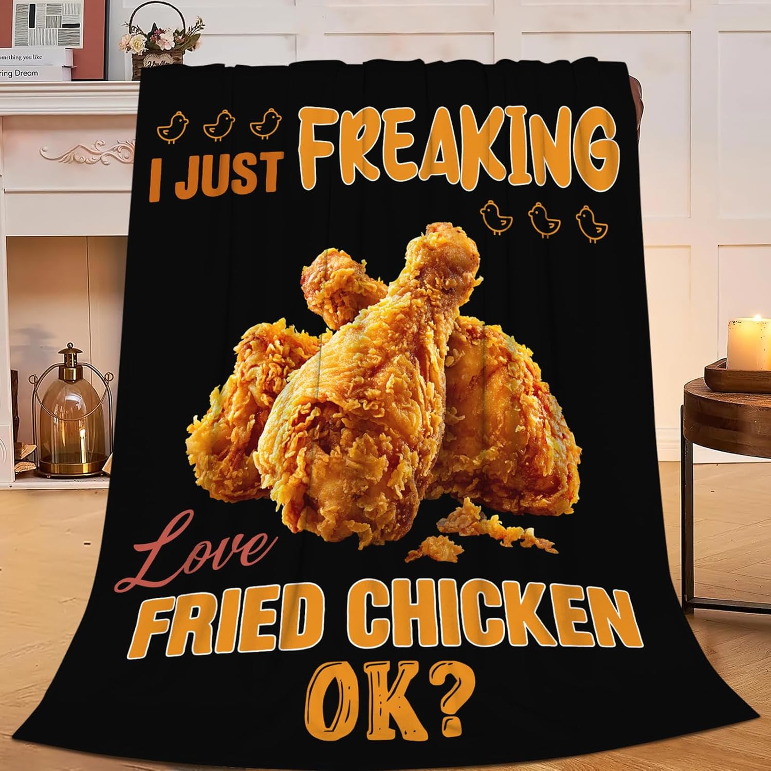 Fried Chicken Blanket, Fried Chicken Drumstick Flannel Throw Blanket, Cozy Fleece Soft Delicious Food Blankets Gift for Kids Couch Sofa Bed 80" x 60"