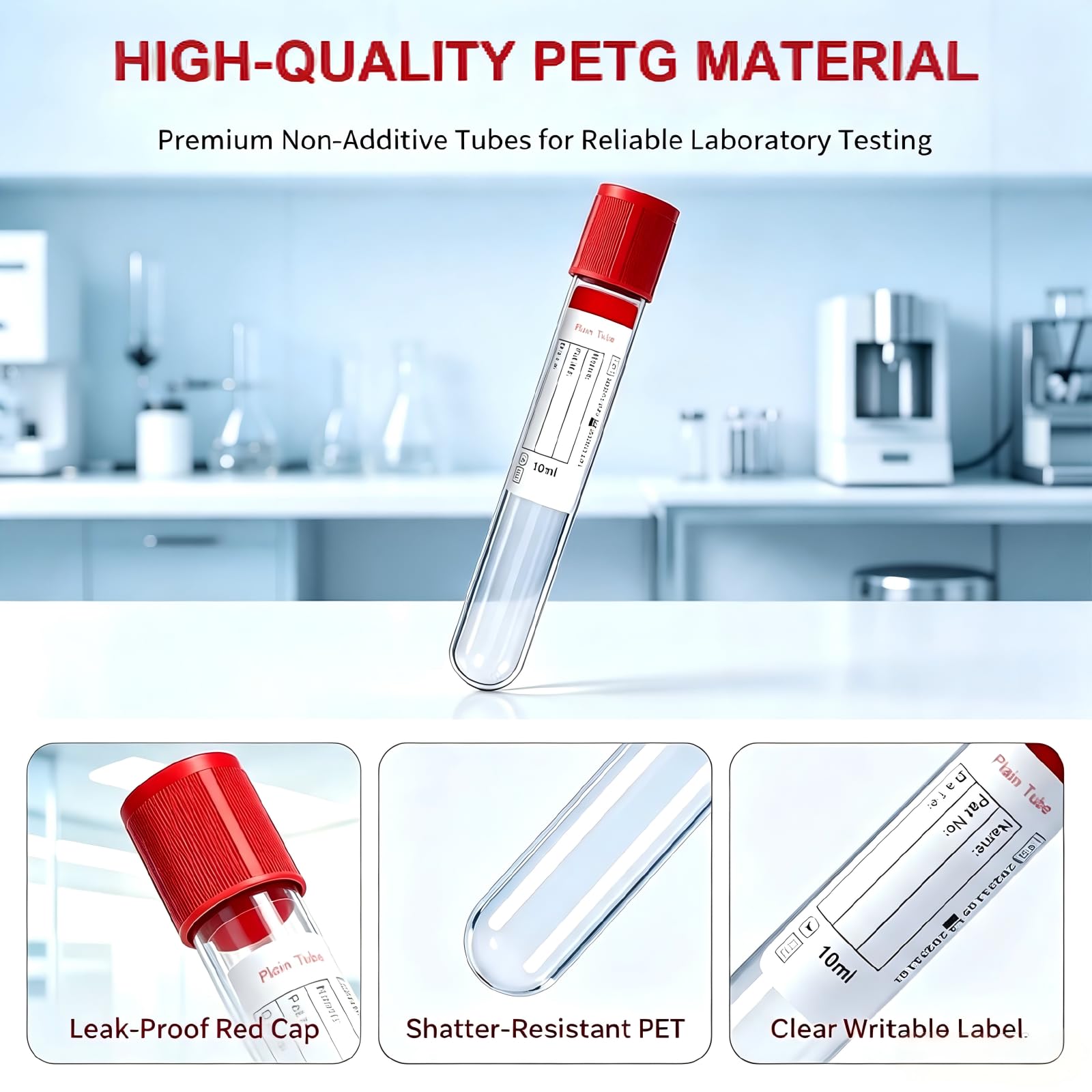 Lab Sample Tubes - 100 Pcs 10ml -3