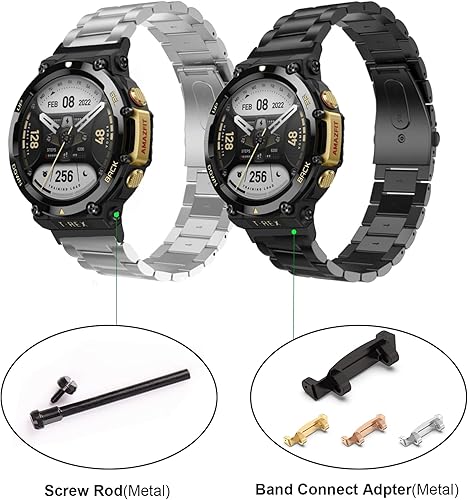 Miniatura 4 de LIJINLAN Adaptador de correa de reloj de metal apto para Amazfit T-Rex 2 conector de reloj con barra de tornillo y barra de eslabón destornilladores