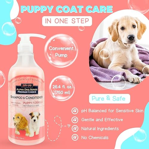 Miniatura 3 de Alpha Dog Series Puppy Grooming - Champú y acondicionador natural para perros con aloe vera, champú con pH equilibrado para perros, sin desgarros,