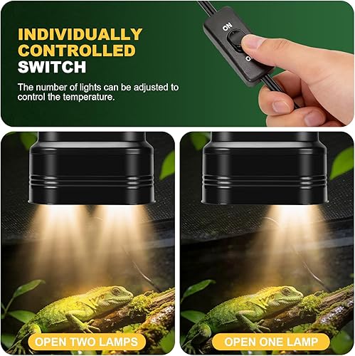 Dual Reptile Light Fixture Max 160W Each Heat Lamp — detail view