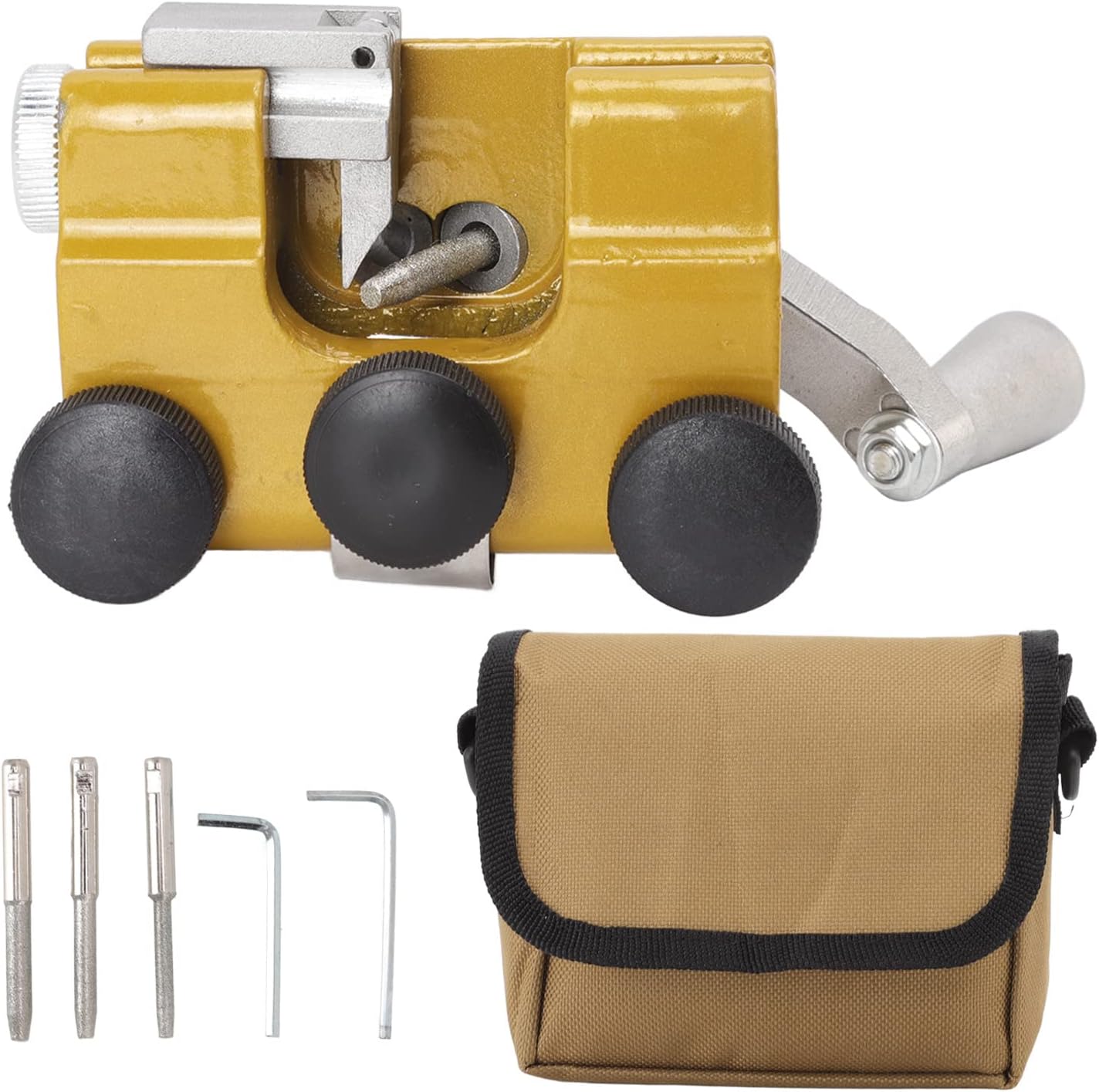 Hand Crank Chainsaw Sharpener, Portable Chainsaw Sharpening Jig Tool Kit, Aluminum Alloy Construction with Hex Wrench and Storage Bag, for Chain Saws Electric Saws, Easy to Use and
