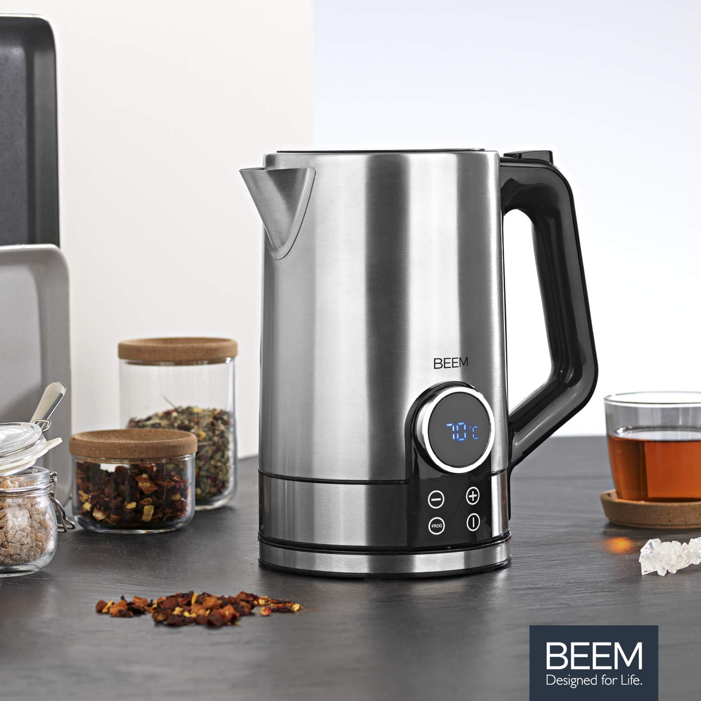 BEEM Tea-SWITCH czajnik elektryczny z regulacją temperatury i pojemnością 1,7 l | wybór temperatury 40-100°C i wskaźnik temperatury | przygotowywanie posiłków dla niemowląt i herbaty | funkcja
