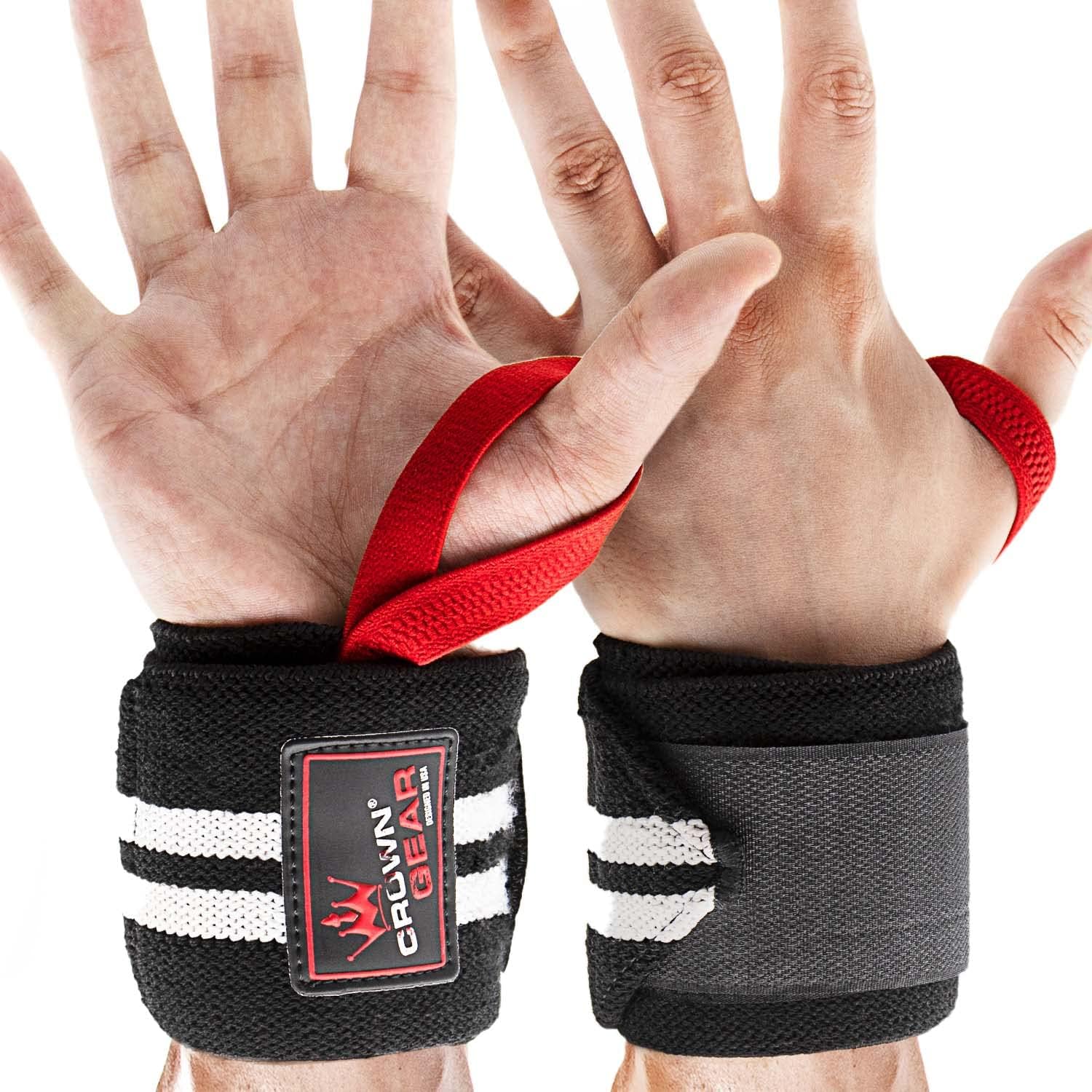 Weight Lifting Wrist Support Wraps with Thumb Loop - Best Weightlifting Wrap for Pro Gym Training - Power Lifting - Body Building - Powerlifting - This Wrist Wraps Come in Pair Fits Both Guy and Girl