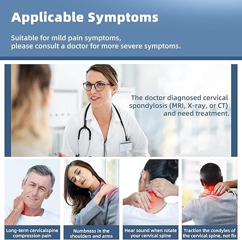 Vista 8 de Dispositivo de tracción cervical para el cuello, dispositivo de tracción de cuello para uso doméstico con bomba de aire eléctrica, fácil de llevar