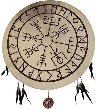 Handmade Terre Viking Shaman Drum with Feather 16 or 20 Goat Skin Frame Drum 20 inch