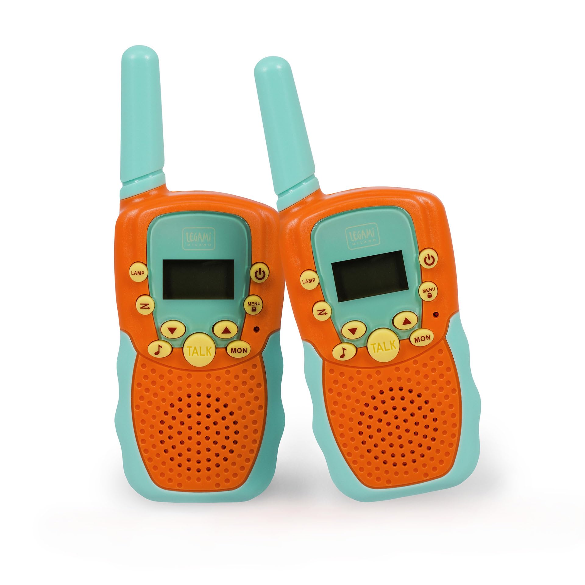 Legami - Set di 2 Walkie Talkie, Ricetrasmittenti con 8 Canali, Trasmettono fino a 3-5 km in Spazio Aperto, Volume Regolabile, Radio per Comunicare a Distanza, Ideal Regalo, 4 x 14 x 2 cm