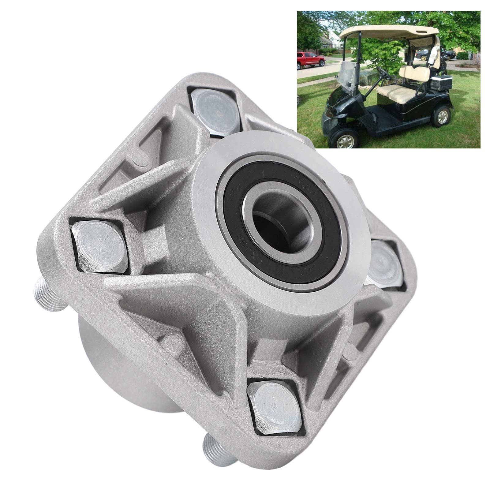 Nabenbaugruppe 609603 Aluminium-Ersatz für EZGO RXV Gas 2008 – Oben, Vorderradnabenlager mit OEM-Teilenummer 600001, direkter Ersatz-Nabenbaugruppe für Golfcart