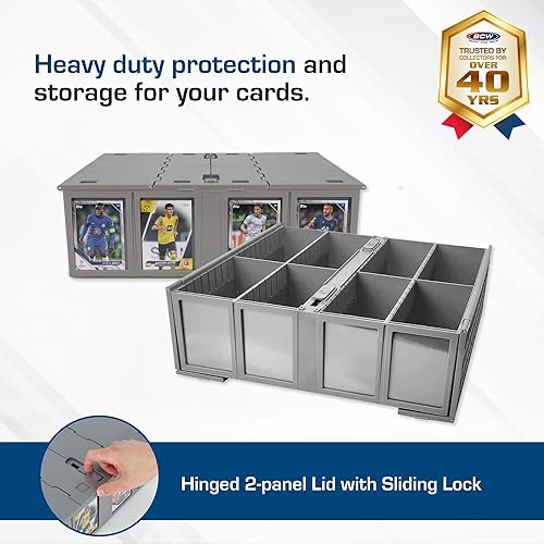 Miniatura 2 de BCW Contenedor de tarjetas coleccionable, color gris, caja de almacenamiento para tarjetas intercambiables, con capacidad para 3200 tarjetas,