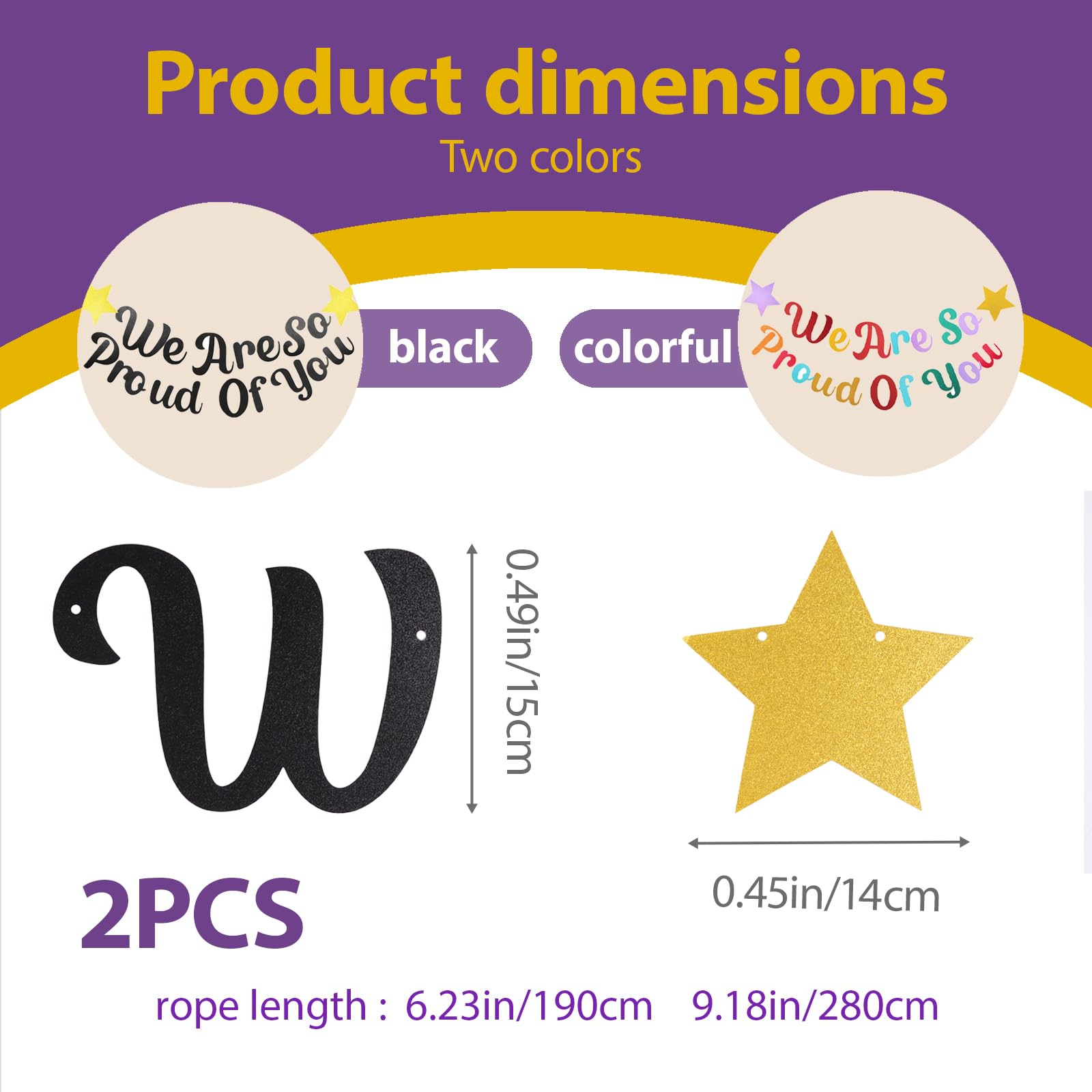 2PCS We Are So Proud Of You Bunting Banner Glittery Graduation for Preschool Graduation Nursery Decorations Proud Of You Banner for Celebration Party Pre School Event Hanging Dec - Image 2