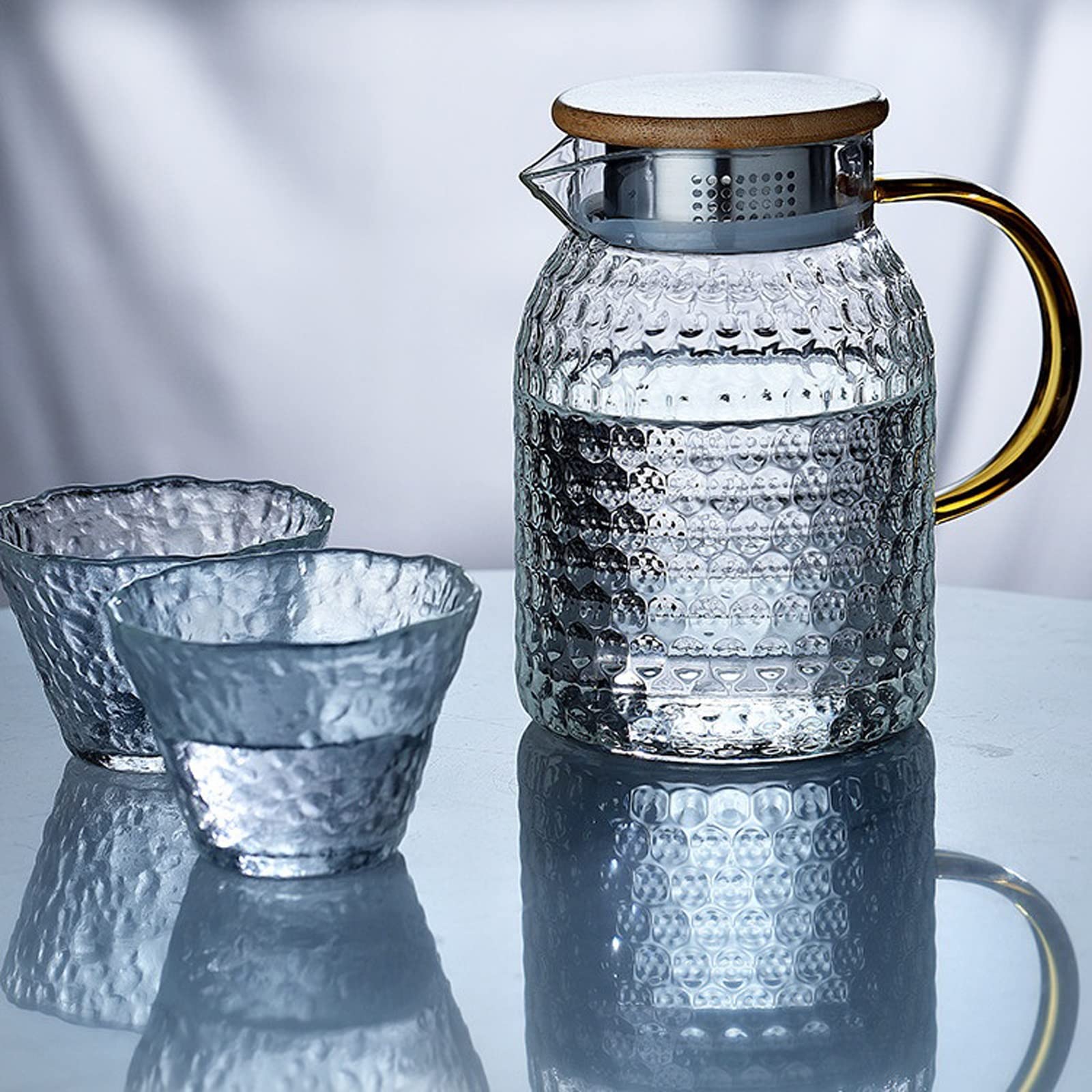 Jarra de Agua Jarra de agua con taza de vidrio Pote de agua 1500ml Agua resistente al calor Jarra de agua y juego de vidrio Hervidor cuadrado Hervir for té a casa Teteras de té Helado ( Color : B )