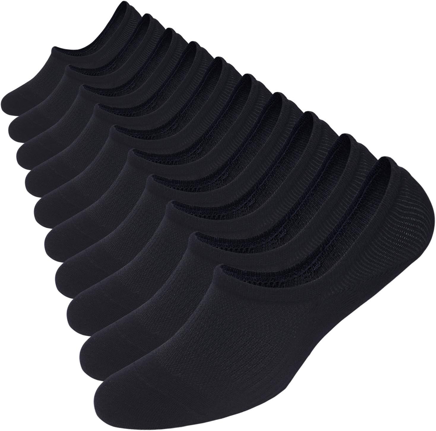 WANDER No Show Socks 10 Pairs Cotton Non Slip Low Cut Invisible Loafer Socks Men&Women Boat Liner 6-8/9-11/12-14