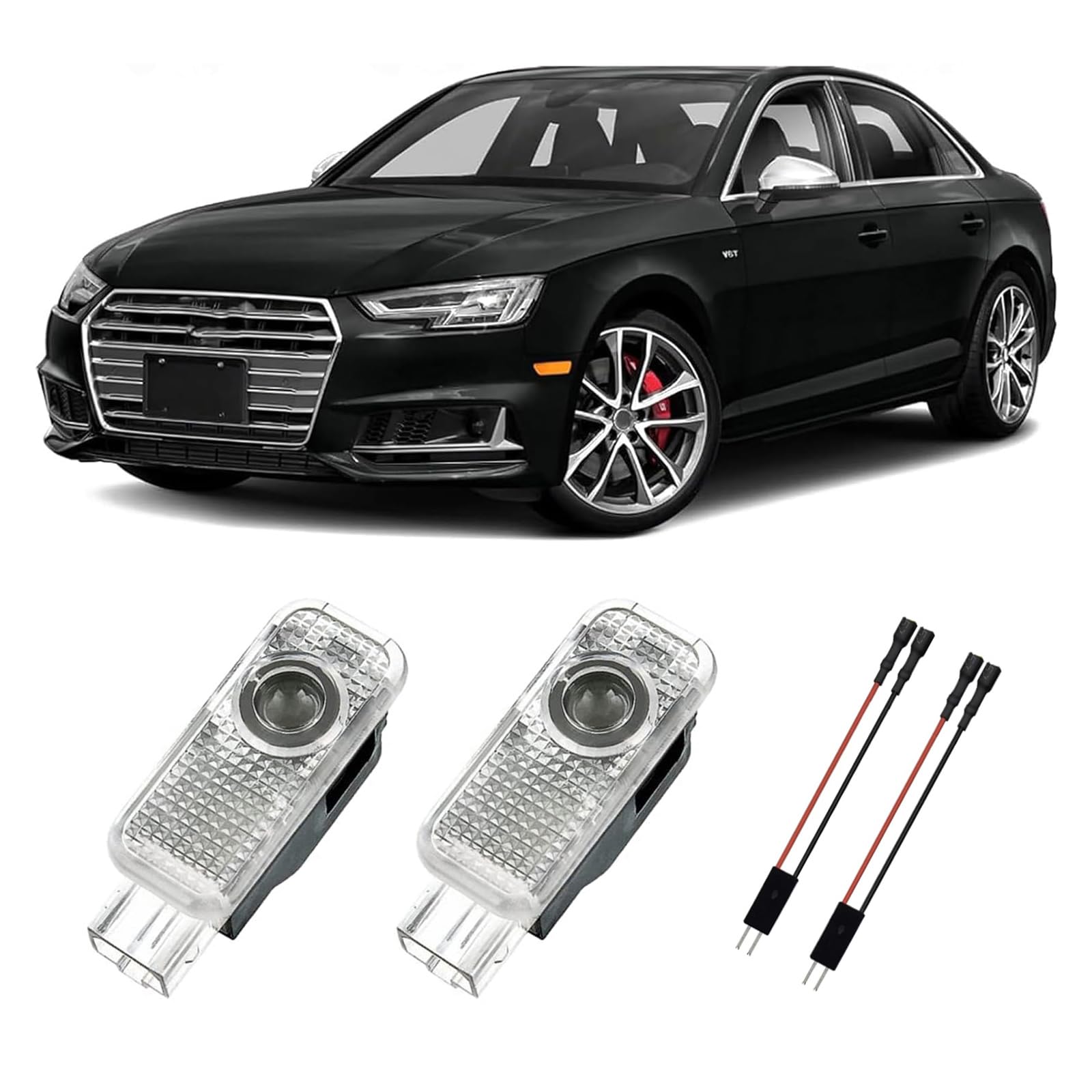 Sylswx 2 Stück Autotür Licht Projektor S Logo Türbeleuchtung für Audi A1/A3/A4/A5/A6/A7/A8/Q2/Q3/Q5/Q7/Q8/TT/R8, Türprojektoren Einstiegsbeleuchtung Unterbodenbeleuchtung Auto Zubehör
