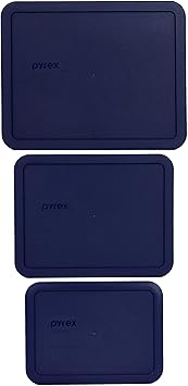 Pyrex 7212-PC 11-Cup, 7211-PC 6-Cup, 7210-PC 3-Cup Blue Food Storage Replacement Lids - Made in USA