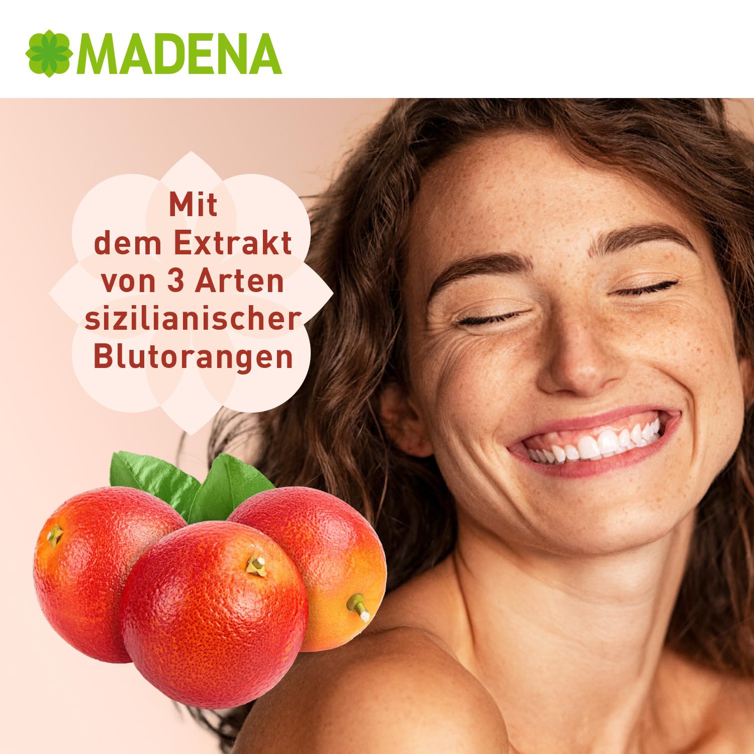 MADENA Haut Kollagen Komplex, 30 Ampullen für strahlende Haut, mit SkinAx2®, Verisol® Kollagen-Peptiden, Blutorangenextrakt, Hyaluronsäure & Vitamin C