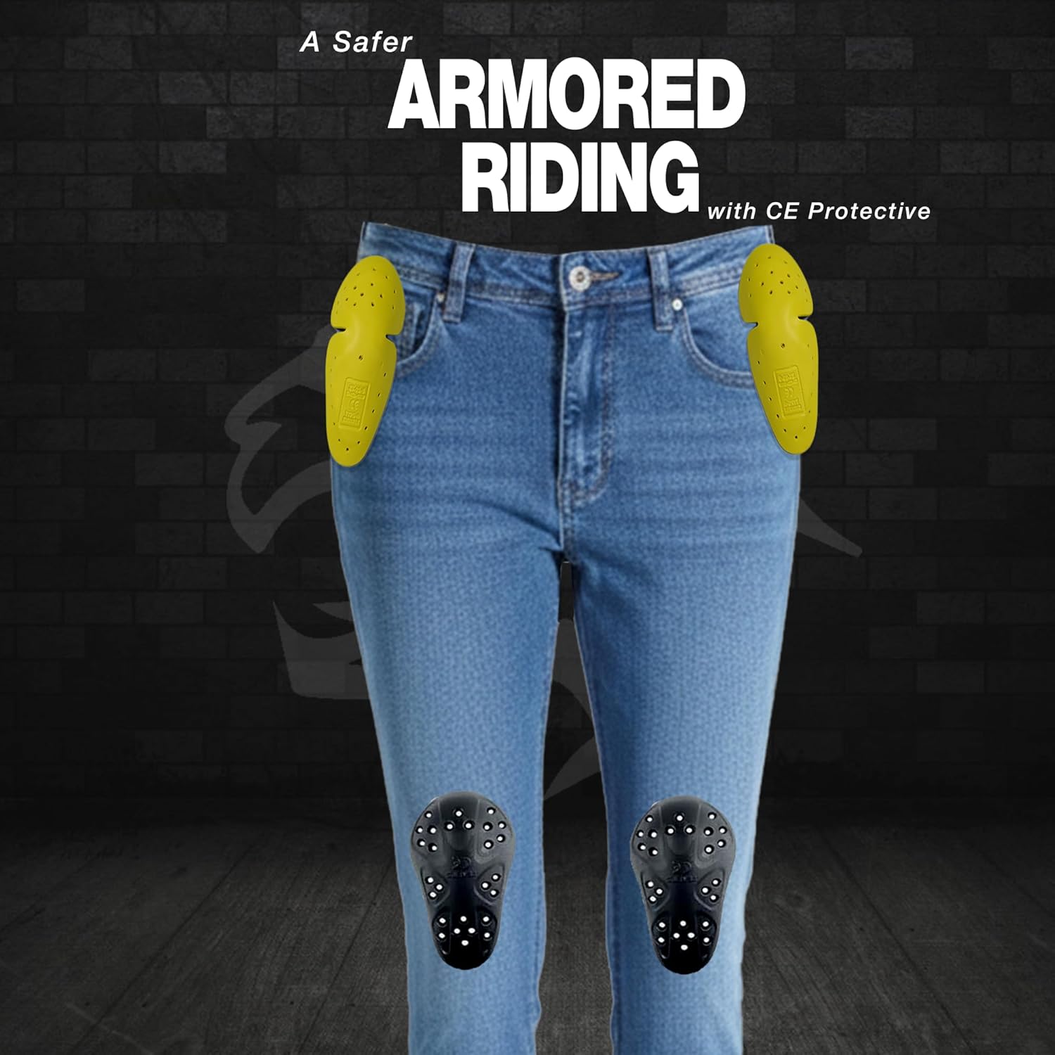 J.A.G. Womens Motorcycle Riding Pants – Motocross Denim Jeans Reinforced w/Aramid Lining | CE Armored Protective Pants