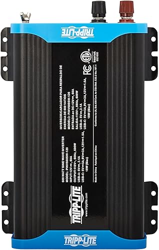 Miniatura 8 de Tripp Lite Inversor de corriente compacto de onda sinusoidal pura de 600 W, 3 tomas, 1 puerto de carga USB + 1 USB-C, control remoto a través del