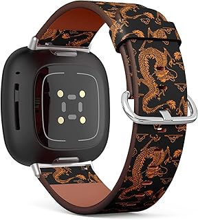 CJBROES Replacement Leather Watch Band, Compatible with Fitbit Versa 3 and Fitbit Sense of Wristband Bracelet Accessory - Stylish