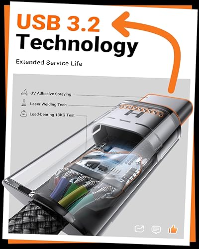 Miniatura 7 de LISEN Cable USB A a USB C, paquete de 3 3.3+3.3+6.6 pies USBC a USB, cargadores C de 3.2A de carga rápida para iPhone 16, Samsung Note 20 10S24 S23