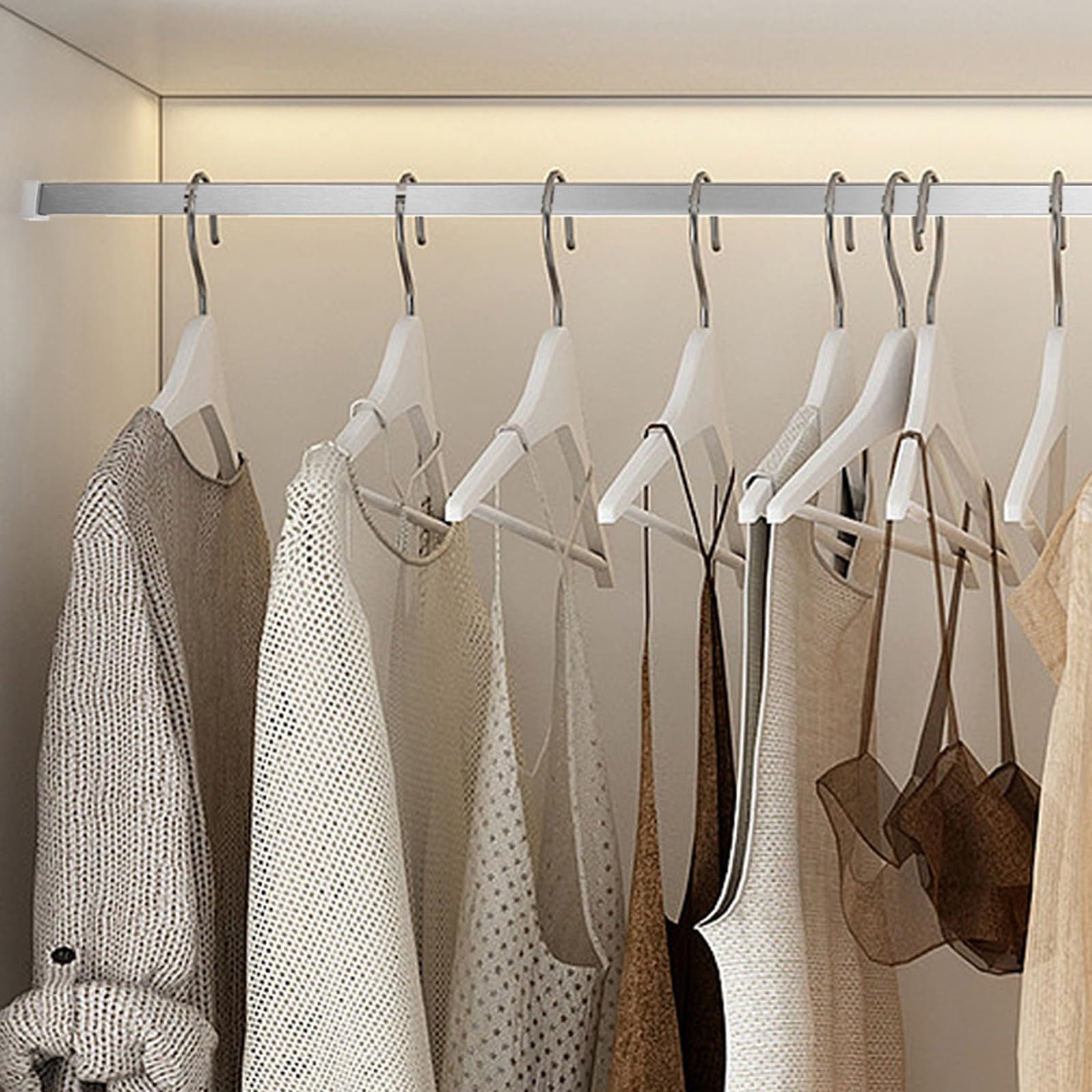 WDJBPSH Detachable Rectangular Closet Rod Hanging Bracket, Aluminum Alloy Garment Bar Support Kits for Wardrobe/Shoe Cabinet/Laundry, Wall Mounting Clothes Hanger (Color : Gray, Size : 135cm/53.1in)