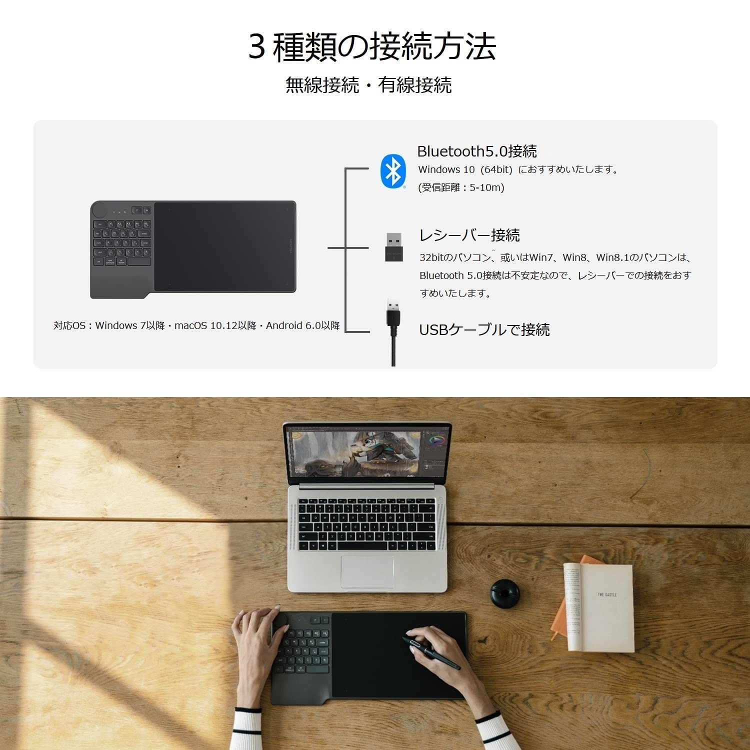 Amazon | HUION Inspiroy Keydial KD200 ペンタブ 板タブ 8.9×5.6