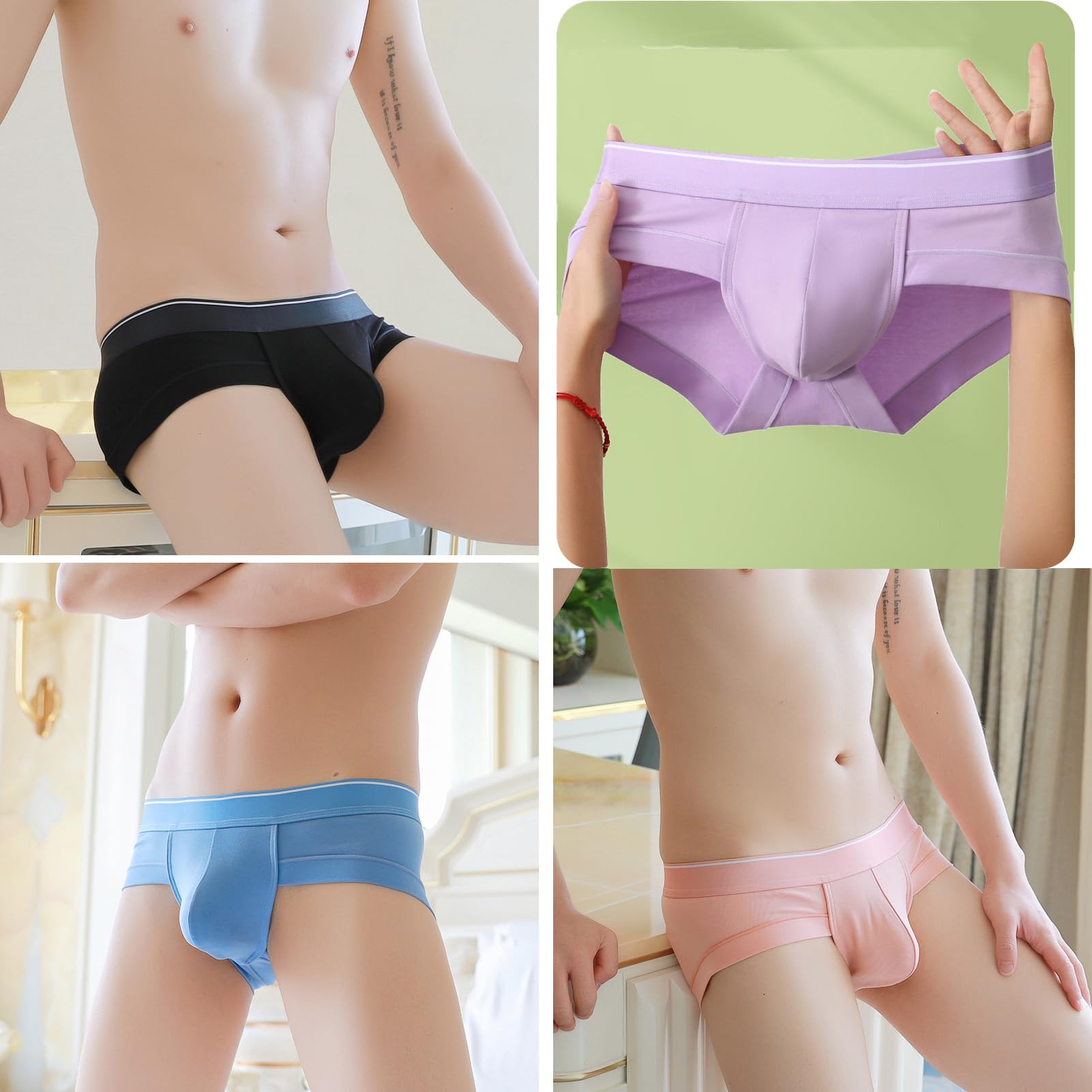 Faringoto Męskie seksowne majtki spodnie bawełniane oddychające U-wypukłe duża torba bielizna bikini z niskim stanem
