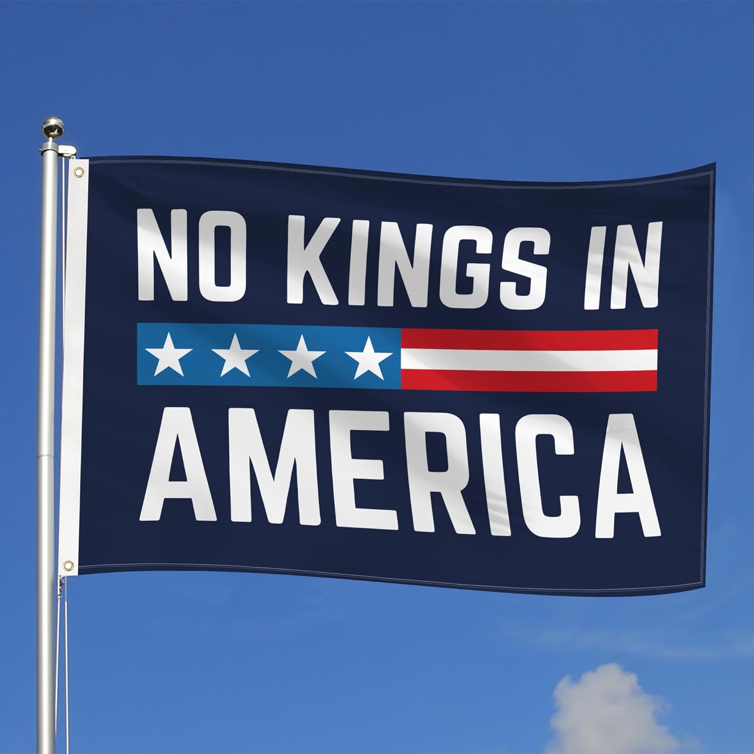 3ply No Kings Flag 4x6 Ft Double Layers Heavy Duty Durable Flag Banner Outdoor Indoor Decorations with 2 Brass Grommets