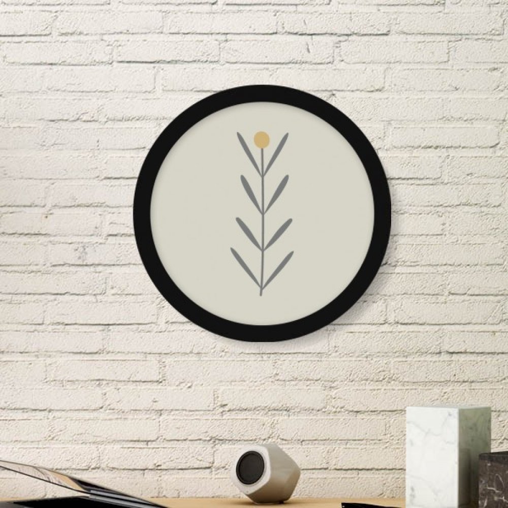 Art cadre photo rond bois herbe abstraite plantes noir medium