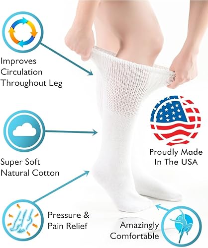 Miniatura 10 de Comfort Finds Diabetic SwellSox - Calcetines de algodón transpirables - Calcetines cómodos de ajuste holgado - Diseño superior no vinculante -