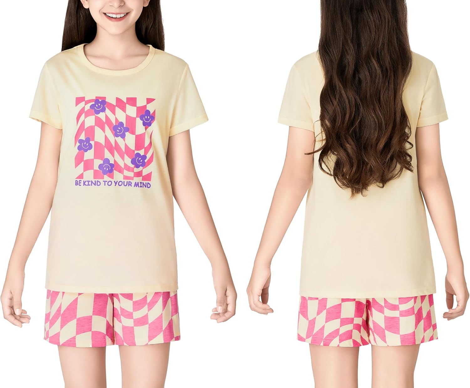 Tebbis Girls Pajamas Cotton Soft PJS Cupcake/Butterfly Stripe Summer Short Cute Jammies Size 6-18 - Image 2