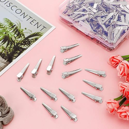 Miniatura 6 de 200 pinzas para el cabello de cocodrilo de metal plateado, pinzas para el cabello con pico de pato, pinzas para el cabello para mujeres y niñas,