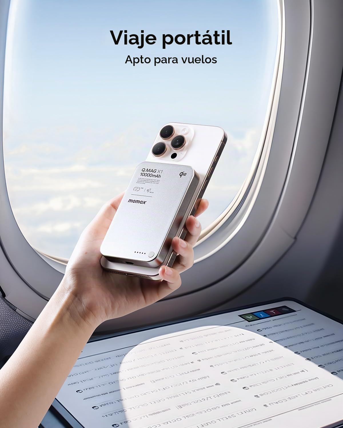 MOMAX Qi2 Powerbank Magnético, 10000mAh Carga rápida Ultra-Fino Cargador Externo magnético, 15W Carga inalámbrica para iPhone MagSafe & Android, Portátil Ligero, Titanio