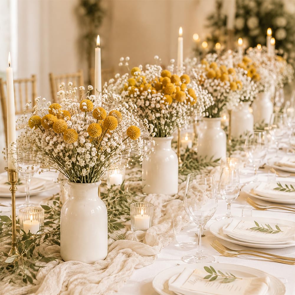 50 Stück Billy Bälle Blumen Getrocknet, Natürliche Craspedia Globosa Getrocknete Blumen Trockenblumen Gelb Billy Bälle für Blumenarrangements Craspedia Globes Decor für Hochzeit, Zuhause (50 Stück)