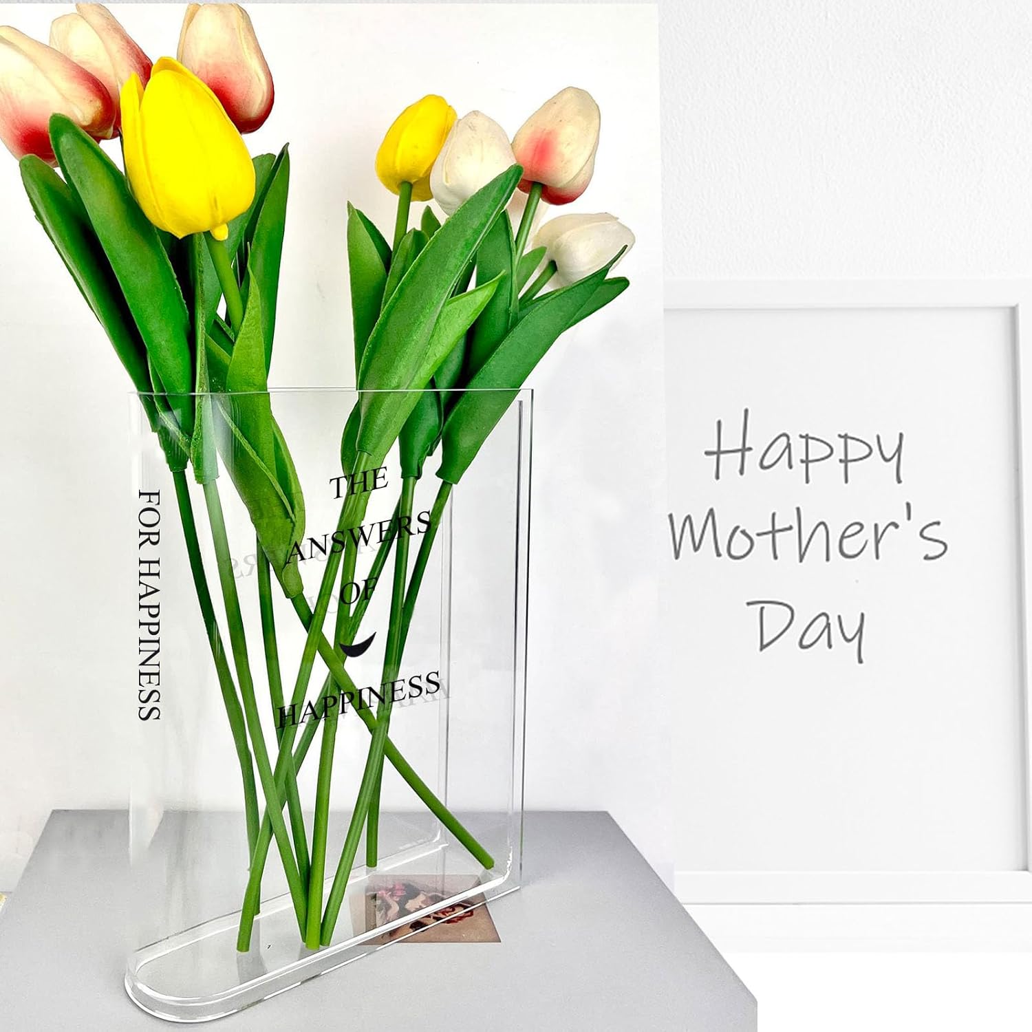 Book Vase for Flowers, Book Shape Vase with Artistic and