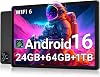 Tableta Android 16 de 10 pulgadas, 24GB RAM 64GB ROM 1TB, HD IPS, WiFi 6 rápido, BT 5.4 | Tabletas electrónicas con pantalla táctil HD IPS, batería de 6000mAh 12H, 2 cámaras, tabletas para niños y adultos, regalos, streaming, trabajo 1