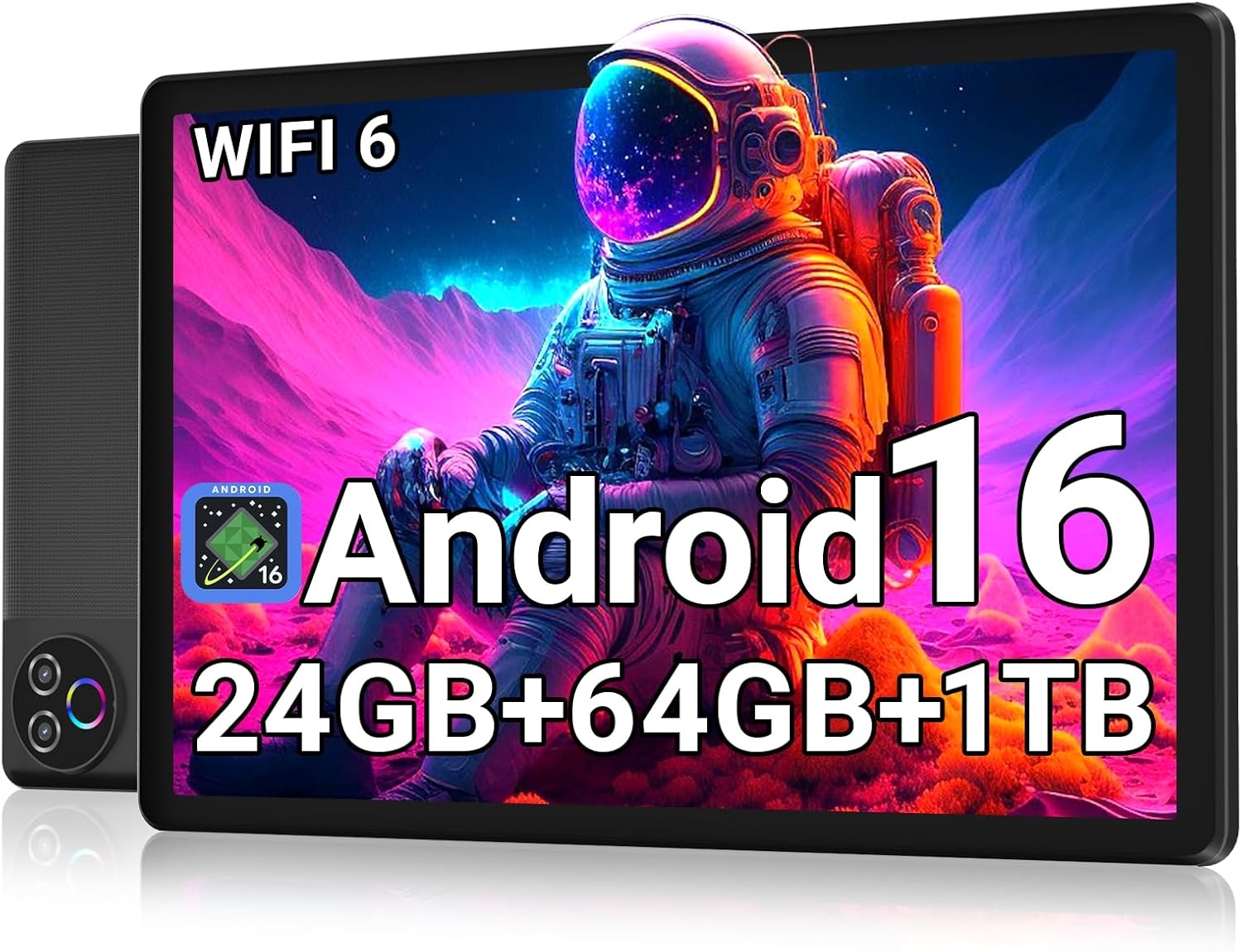 Android 16 Tablet 10 Inch, 24GB RAM 64GB ROM 1TB,HD IPS,Fast WiFi 6, BT 5.4 | Electronics Tablets with HD IPS Touchscreen, 6000mAh 12H Battery, 2*Cameras Tablets for Kids & Adults, Gifts, Streaming, Work