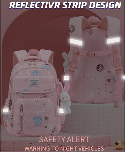 Miniatura 6 de Mochila Kawaii con bonitos accesorios para portátil de 15.6 pulgadas, mochila de viaje casual, bolsa estética para regalo de nuevo semestre, 01-rosa