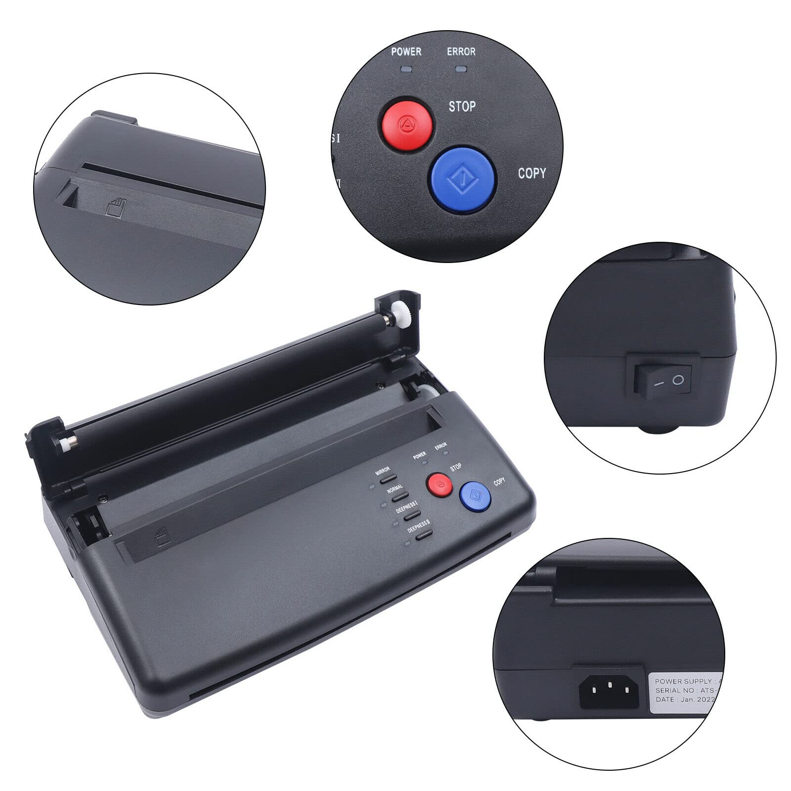 Máquina de tatuaje A4 con estrías térmicas para fotocopiadora, impresora de transferencia térmica, máquina de transferencia térmica, plantillas térmicas, copiadora, tatuaje