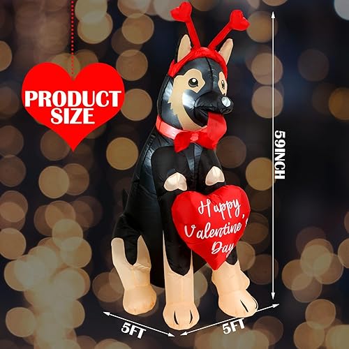 Miniatura 2 de Glimin Inflables de Navidad de 5 pies con luz LED para perro francés con sombrero inflable para decoración de perro integrado para fiestas de