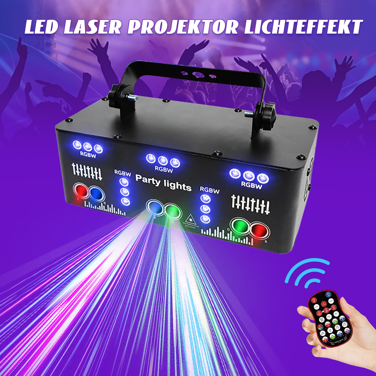 Discolicht Partylicht, 21 Eyes LED RGB Licht DJ Disco Bühnenbeleuchtung Laser Licht, DMX Effektstrahler mit Fernbedienung für Bar KTV Club Live Show