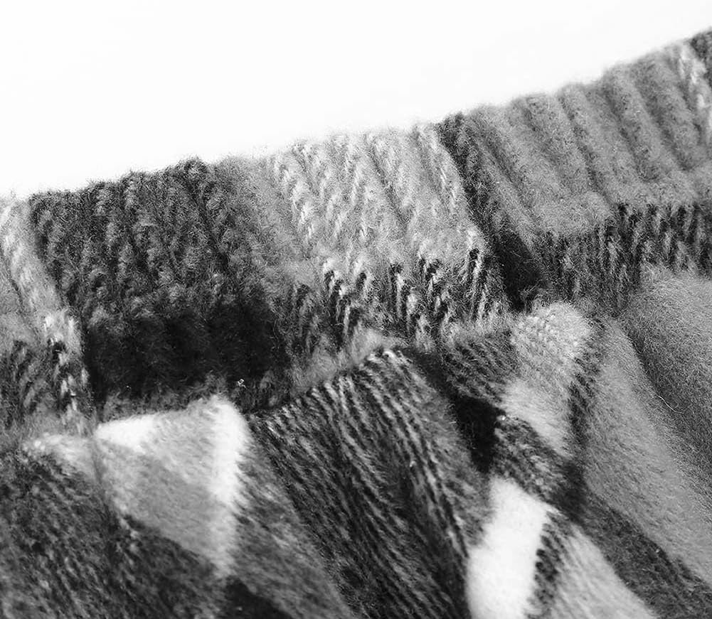 Women's Long Plaid Wool Skirt Fall High Elastic Waist Pleated Flared A-line Wool Winter Skirts - Image 6