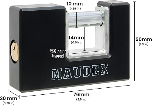 Miniatura 2 de Maudex RZB75 Candado resistente para contenedores con 3 llaves - Eslabones de acero resistentes al corte de 10 mm - Protección ABS contra la