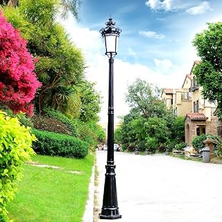 Post Light Single Head Bollard Post Light Outdoor Garden Pathway Lighting Waterproof Street Lamp High Pole Lamp Patio Courtyard Driveway Walkway Pathway Landscape Column Light (Noir)