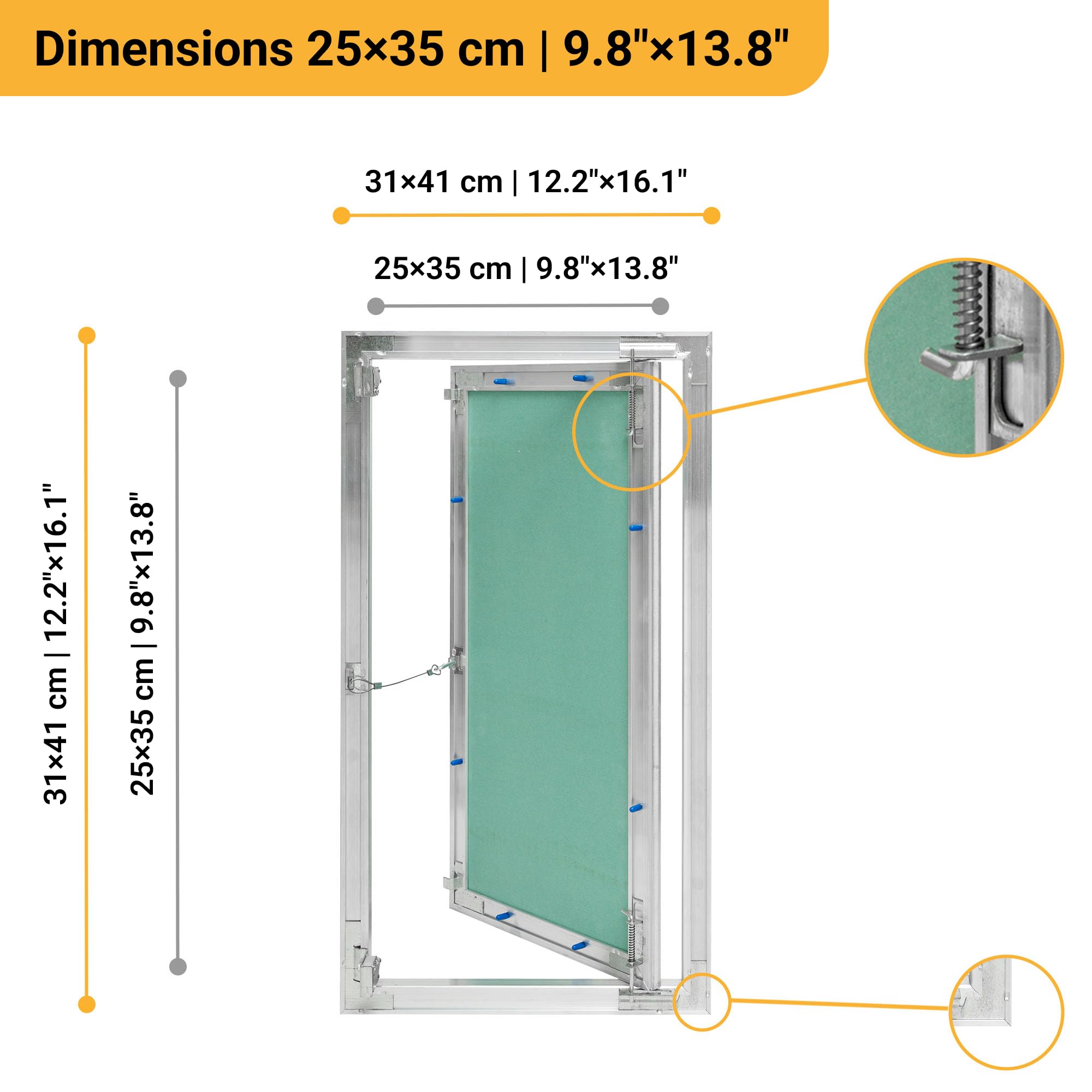 Proxinova Trappe de Visite en Aluminium pour Placo 25x35 cm – Trappe de Visite Plafond Amovible | Trappe Placo pour Mur et Plafond | Trapes de Visite Dissimule les Fils, les Compteurs et les Tuyaux