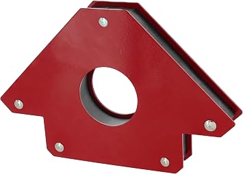 Drixet Arrow Shape Heavy Duty Steel Magnetic Welding Setup Holder for Multiple Angles Red Painted with a Grip Hole Holds Up to 66 Lbs.