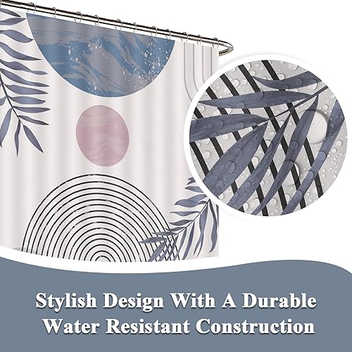 Miniatura 4 de ZYLLGLOW Cortina de ducha bohemia azul para baño, juego de cortina de ducha moderna de mediados de siglo, decoración de baño, accesorio de baño