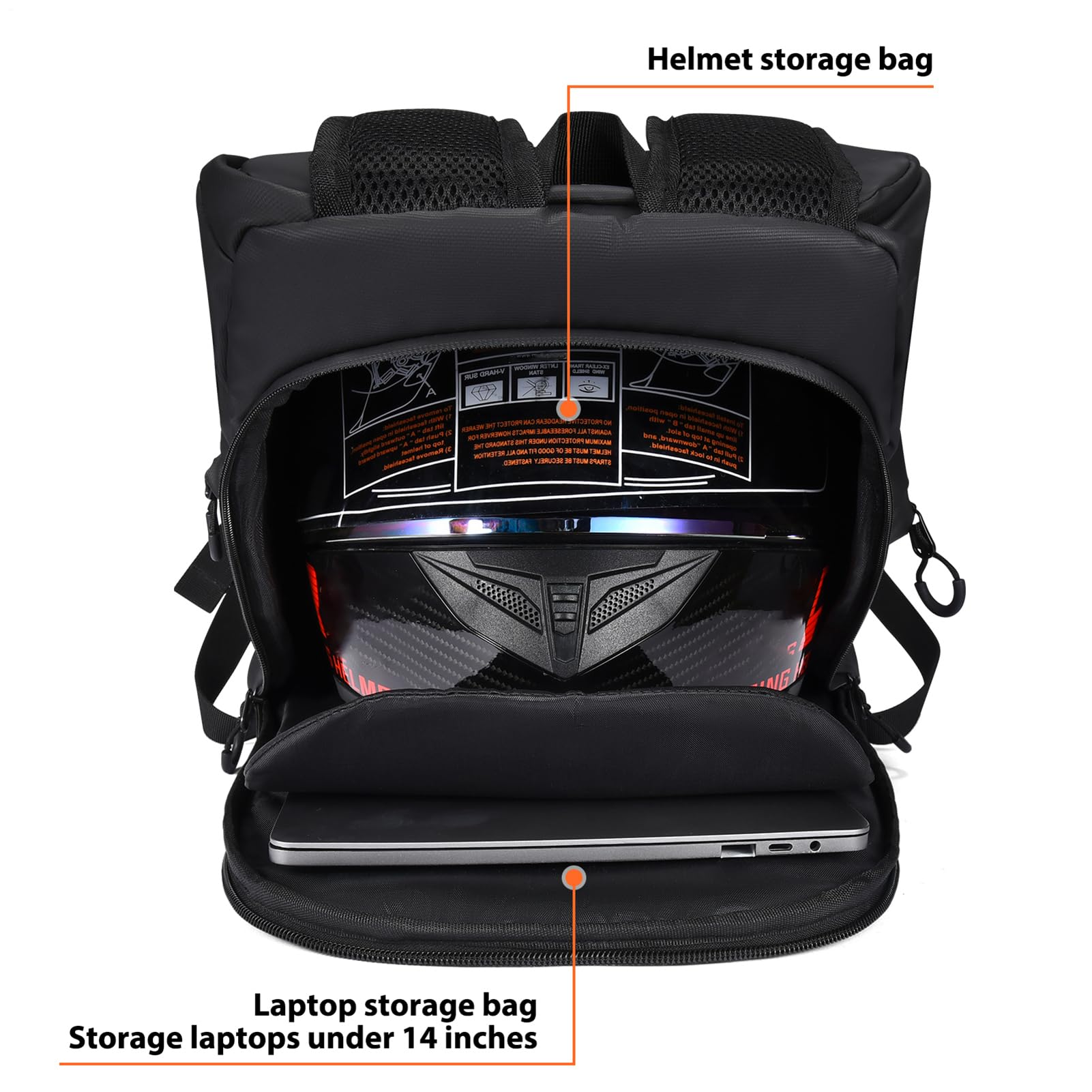 Zaino da moto impermeabile - Borsa da equitazione ergonomica, supporto per | casco durevole, attrezzatura da viaggio pesante | Backpack universale Motorbike per gli uomini all'aperto sport